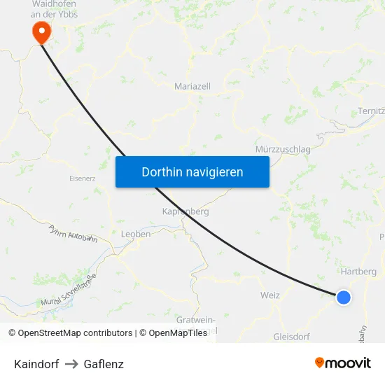 Kaindorf to Gaflenz map