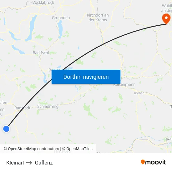 Kleinarl to Gaflenz map