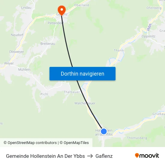 Gemeinde Hollenstein An Der Ybbs to Gaflenz map