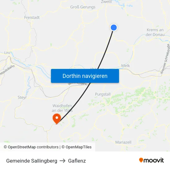 Gemeinde Sallingberg to Gaflenz map