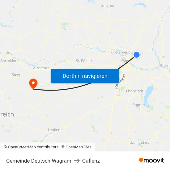 Gemeinde Deutsch-Wagram to Gaflenz map