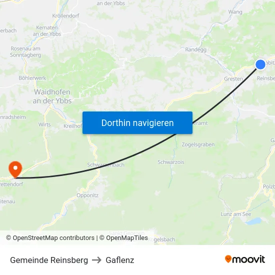 Gemeinde Reinsberg to Gaflenz map