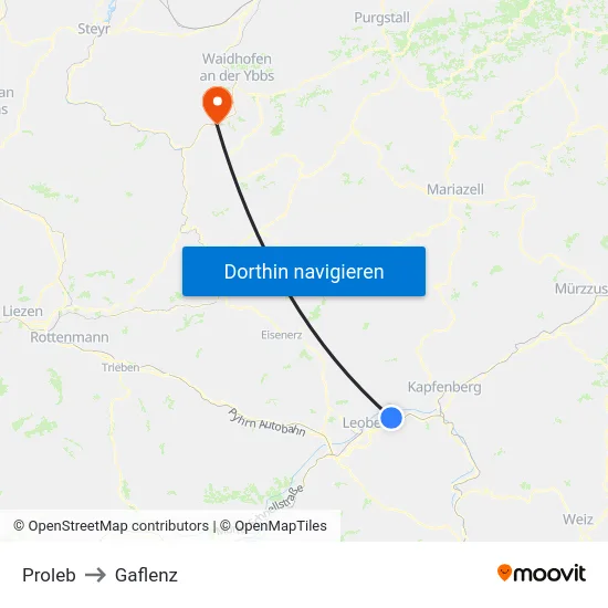 Proleb to Gaflenz map