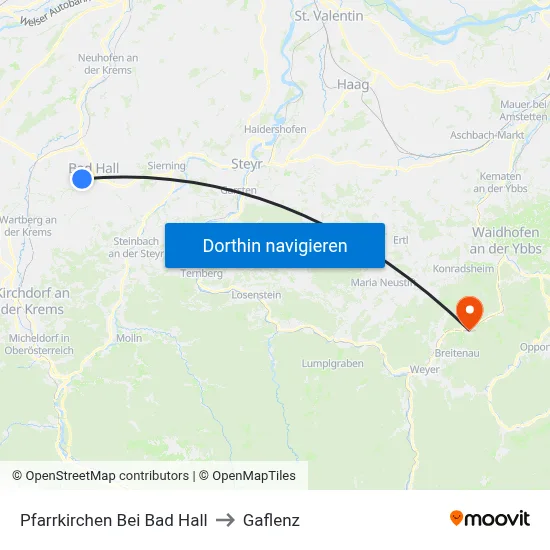 Pfarrkirchen Bei Bad Hall to Gaflenz map