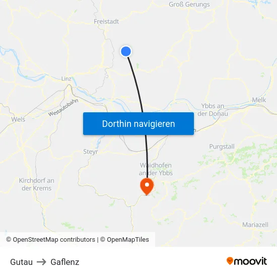 Gutau to Gaflenz map