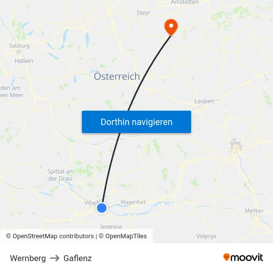 Wernberg to Gaflenz map