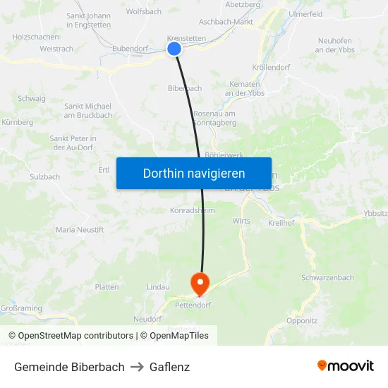 Gemeinde Biberbach to Gaflenz map