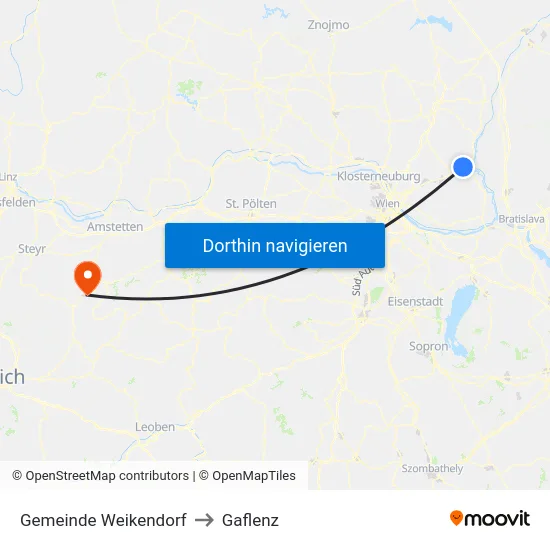 Gemeinde Weikendorf to Gaflenz map