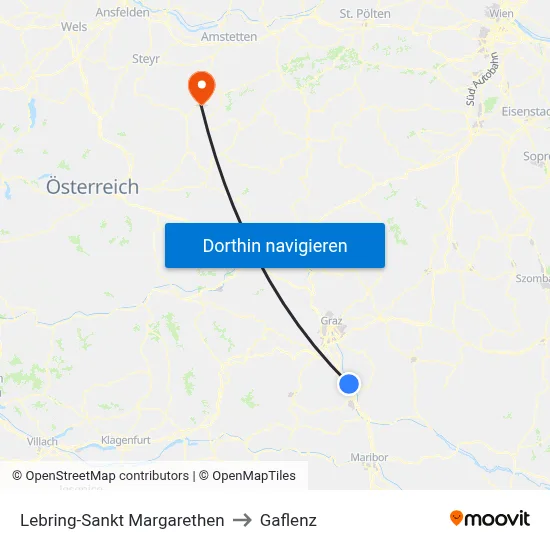 Lebring-Sankt Margarethen to Gaflenz map