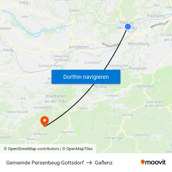 Gemeinde Persenbeug-Gottsdorf to Gaflenz map