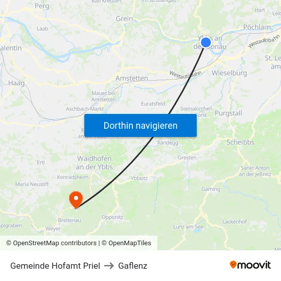 Gemeinde Hofamt Priel to Gaflenz map