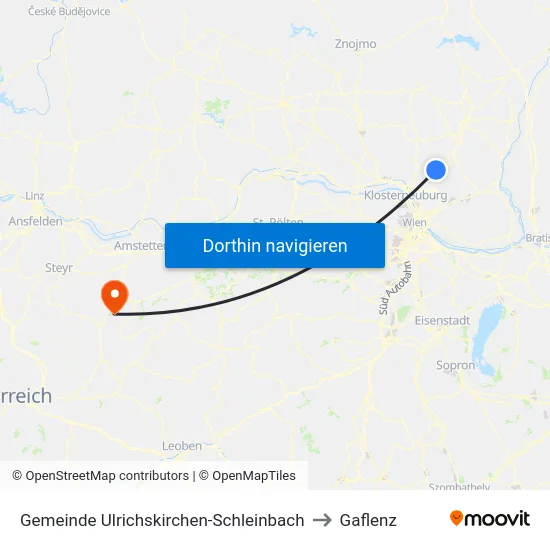 Gemeinde Ulrichskirchen-Schleinbach to Gaflenz map