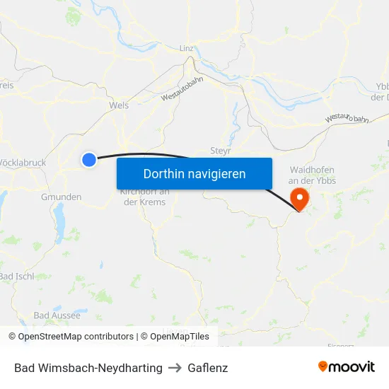 Bad Wimsbach-Neydharting to Gaflenz map