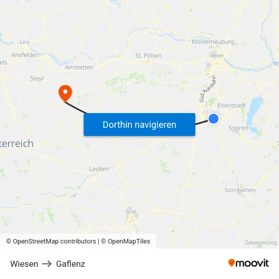 Wiesen to Gaflenz map