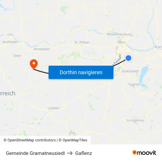 Gemeinde Gramatneusiedl to Gaflenz map