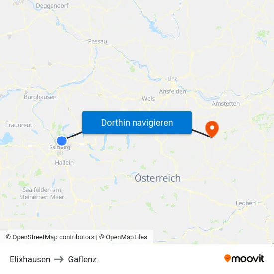 Elixhausen to Gaflenz map