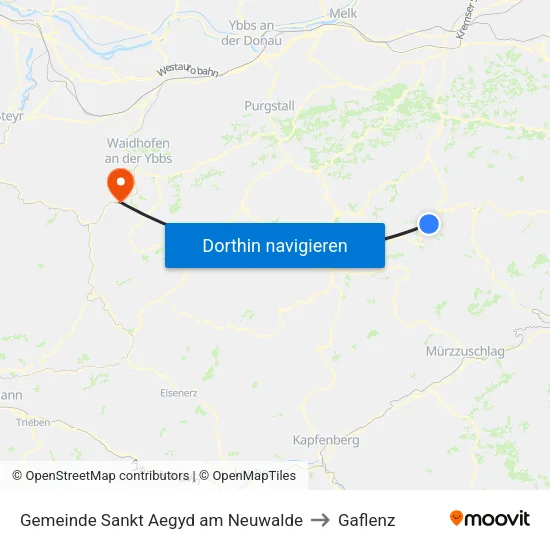 Gemeinde Sankt Aegyd am Neuwalde to Gaflenz map