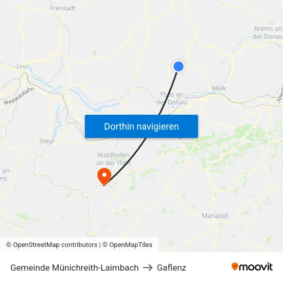 Gemeinde Münichreith-Laimbach to Gaflenz map