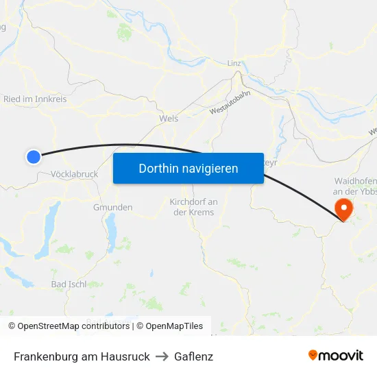 Frankenburg am Hausruck to Gaflenz map