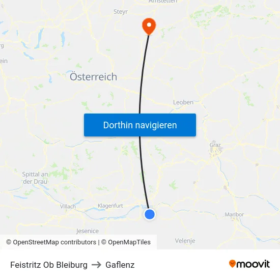 Feistritz Ob Bleiburg to Gaflenz map