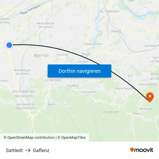 Sattledt to Gaflenz map