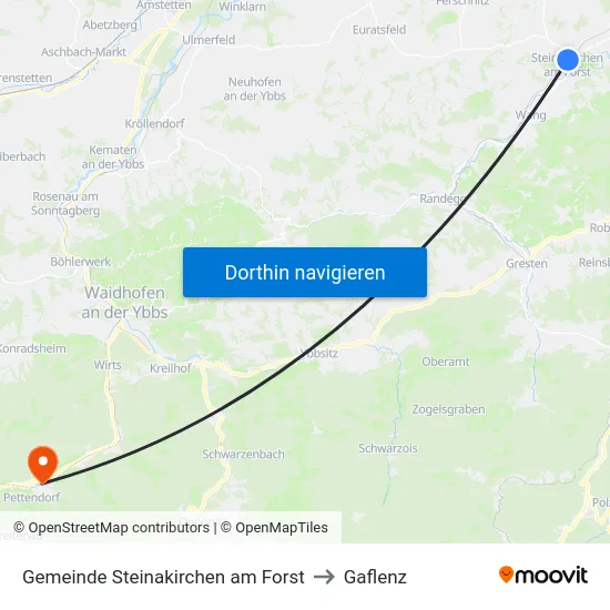Gemeinde Steinakirchen am Forst to Gaflenz map