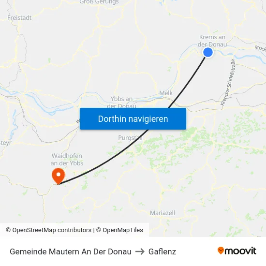 Gemeinde Mautern An Der Donau to Gaflenz map