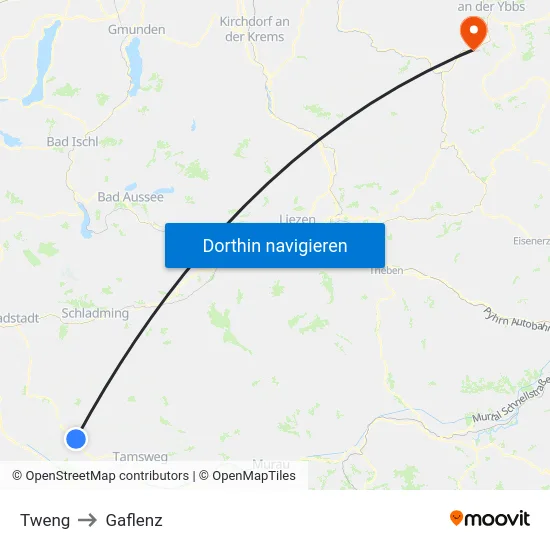 Tweng to Gaflenz map