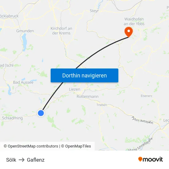 Sölk to Gaflenz map