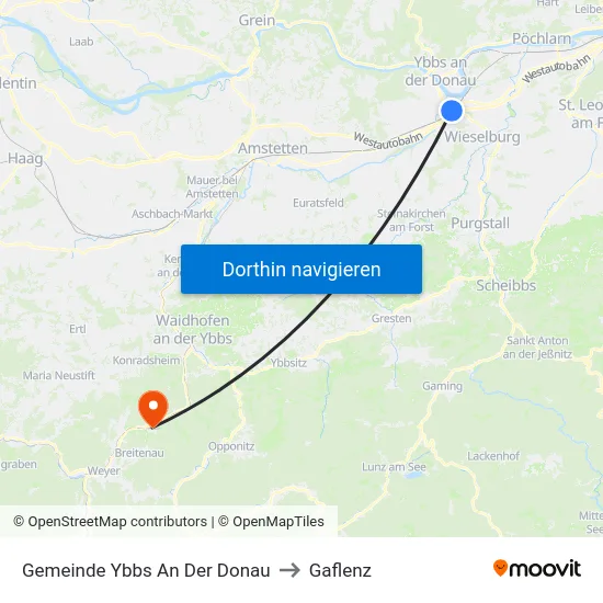Gemeinde Ybbs An Der Donau to Gaflenz map