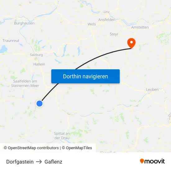 Dorfgastein to Gaflenz map
