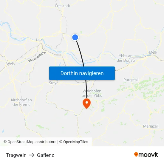 Tragwein to Gaflenz map