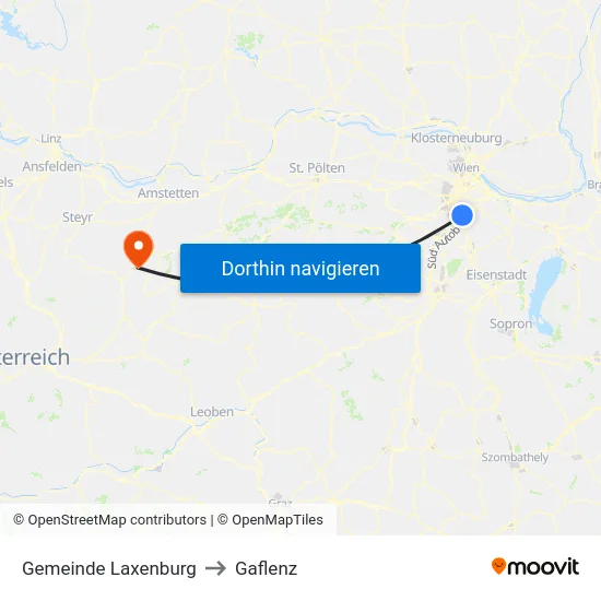 Gemeinde Laxenburg to Gaflenz map
