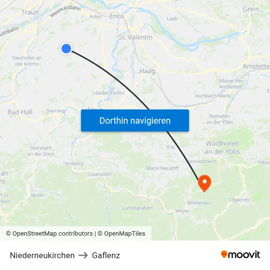 Niederneukirchen to Gaflenz map