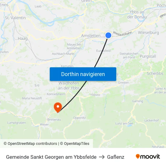 Gemeinde Sankt Georgen am Ybbsfelde to Gaflenz map