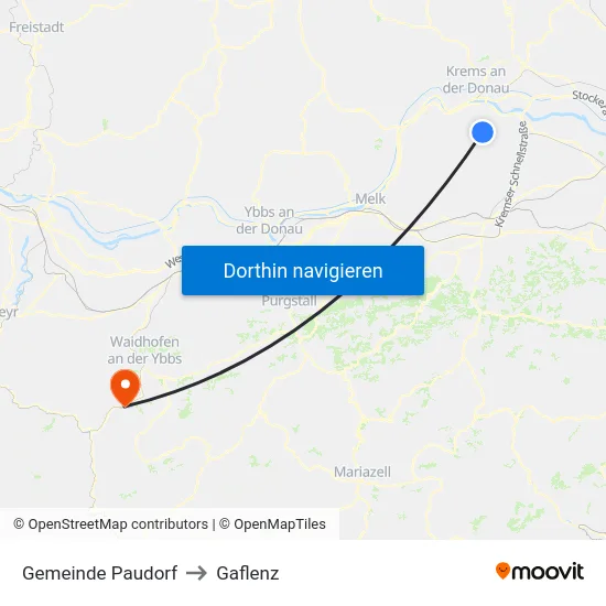 Gemeinde Paudorf to Gaflenz map
