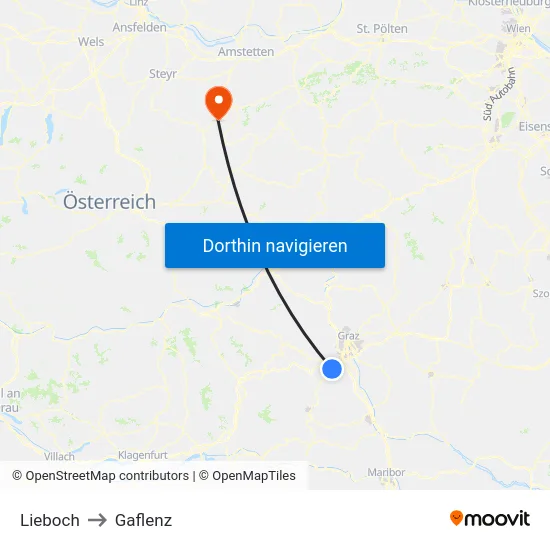 Lieboch to Gaflenz map