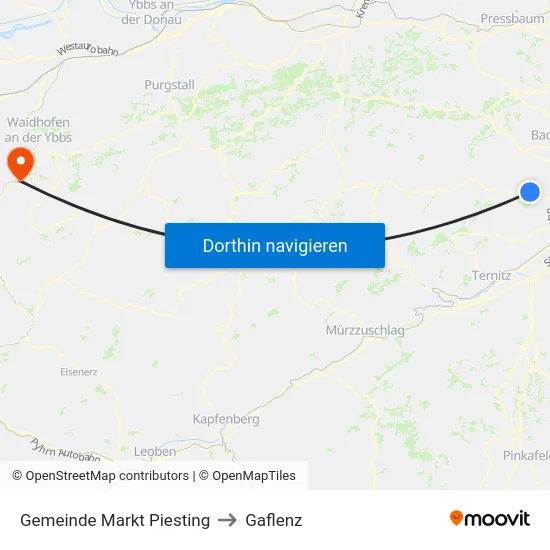 Gemeinde Markt Piesting to Gaflenz map