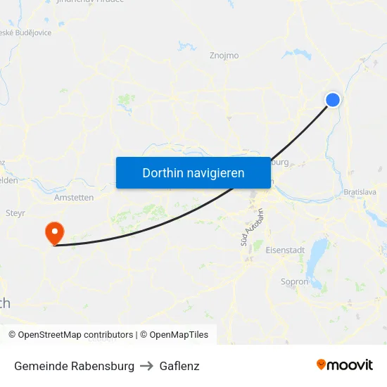 Gemeinde Rabensburg to Gaflenz map