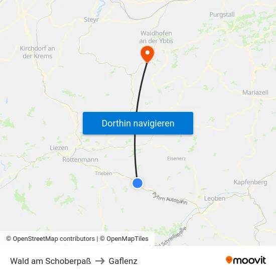 Wald am Schoberpaß to Gaflenz map