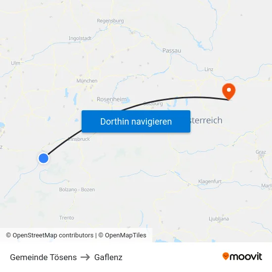 Gemeinde Tösens to Gaflenz map