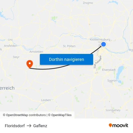 Floridsdorf to Gaflenz map