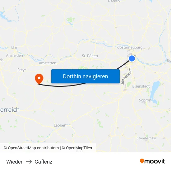 Wieden to Gaflenz map
