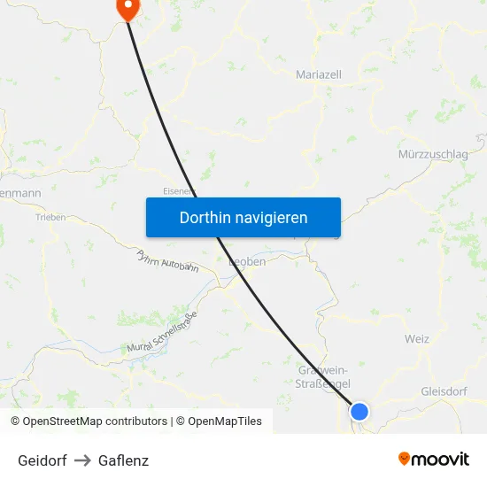 Geidorf to Gaflenz map