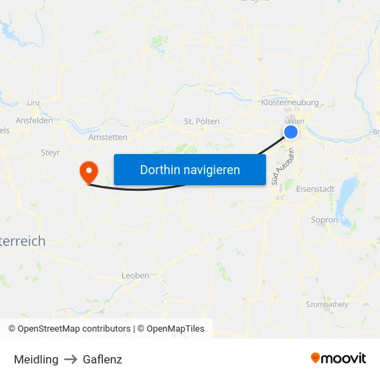 Meidling to Gaflenz map