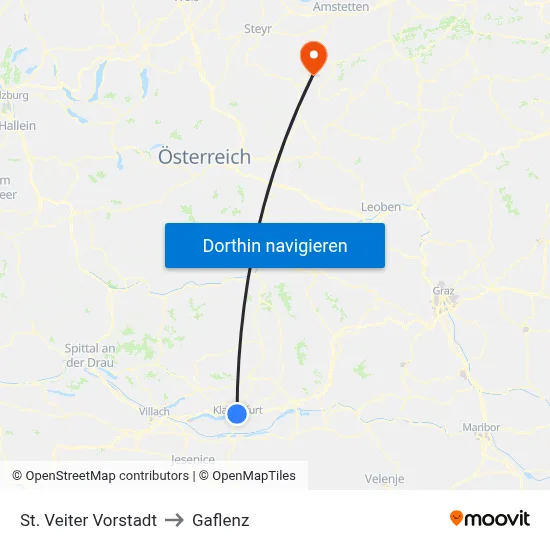 St. Veiter Vorstadt to Gaflenz map