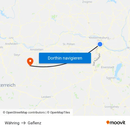 Währing to Gaflenz map
