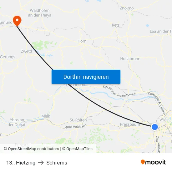 13., Hietzing to Schrems map