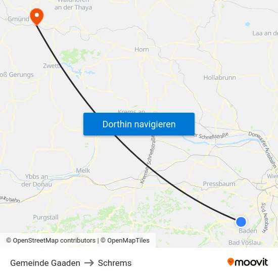 Gemeinde Gaaden to Schrems map
