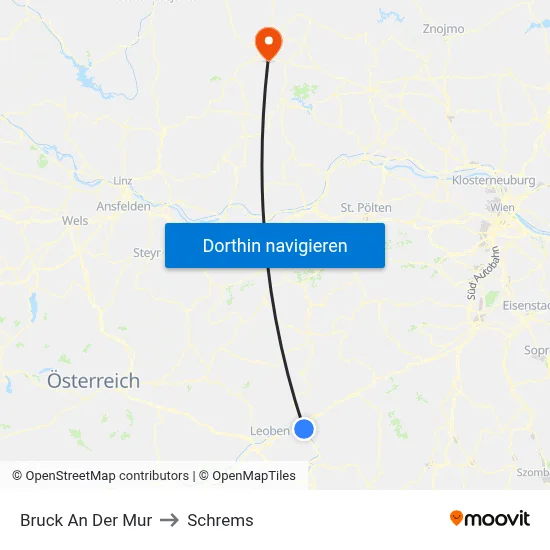 Bruck An Der Mur to Schrems map